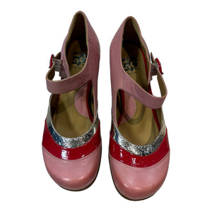 John Fluevog Pink + Red Shoes, 8.5