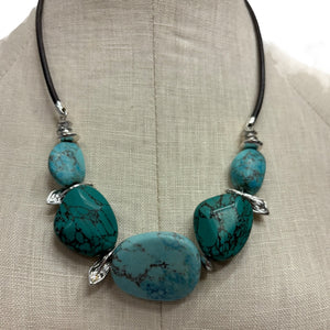 Robert Lee Morris Turquoise+Silver+Brown Necklace