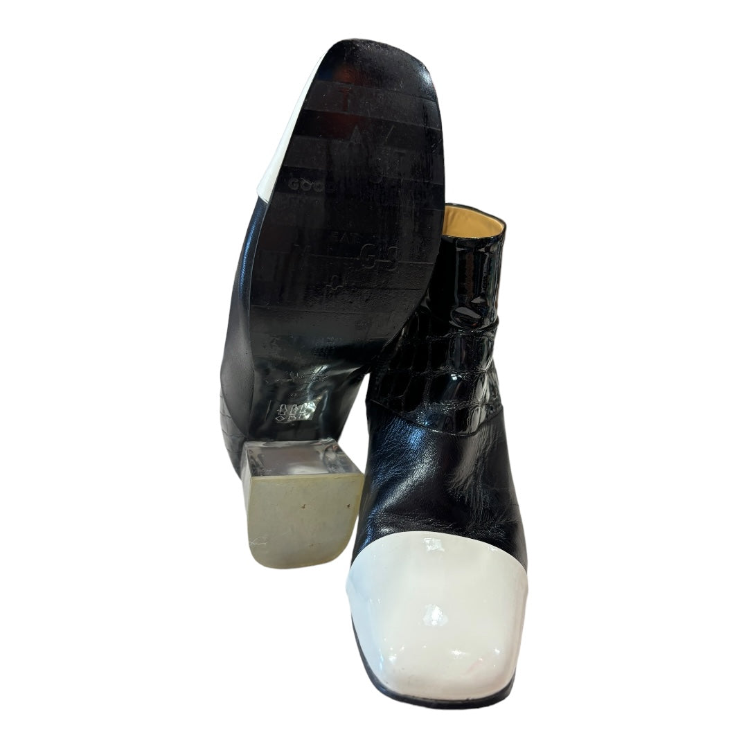 John Fluevog Black + White Booties, 8.5