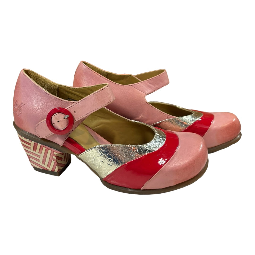 John Fluevog Pink + Red Shoes, 8.5