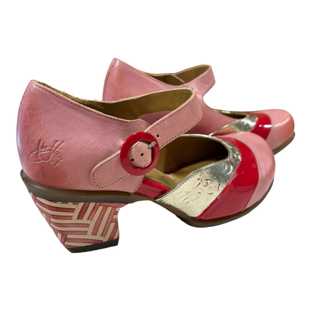 John Fluevog Pink + Red Shoes, 8.5