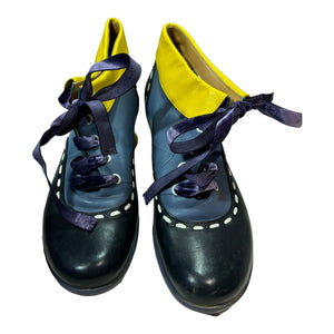 John Fluevog Blue + Yellow Shoes, 8.5