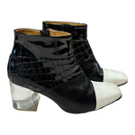 Load image into Gallery viewer, John Fluevog Black + White Booties, 8.5
