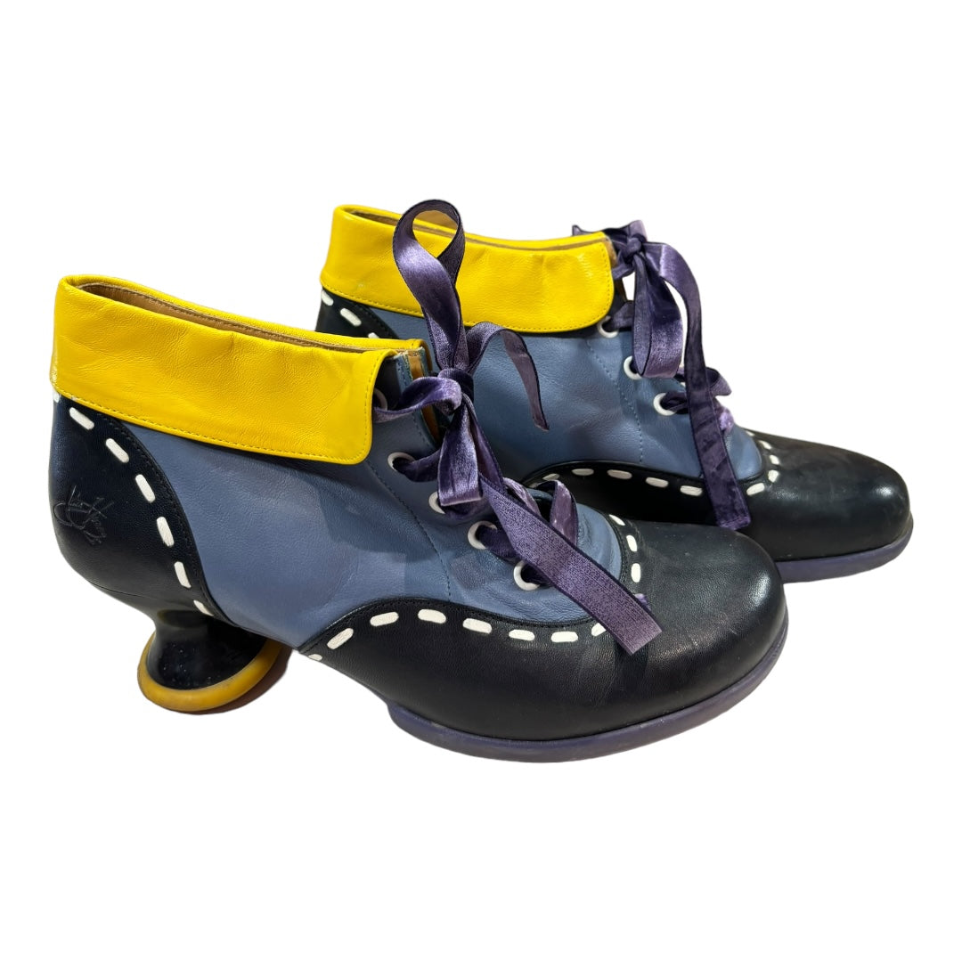 John Fluevog Blue + Yellow Shoes, 8.5