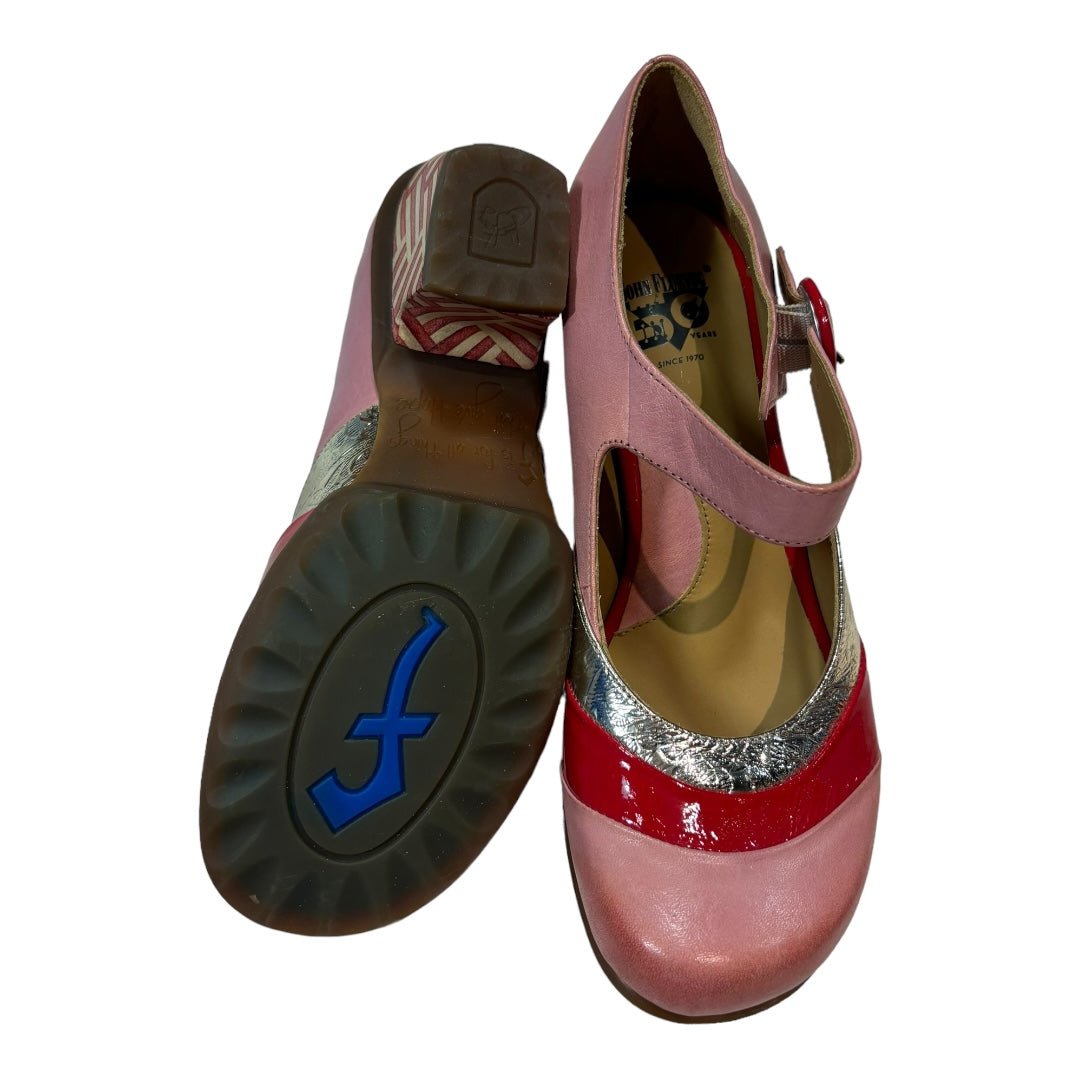 John Fluevog Pink + Red Shoes, 8.5