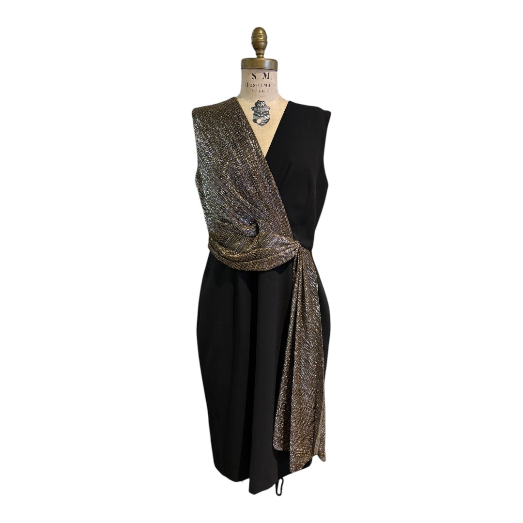 Tahari Arthur S. Levine Black + Gold Dress, Large