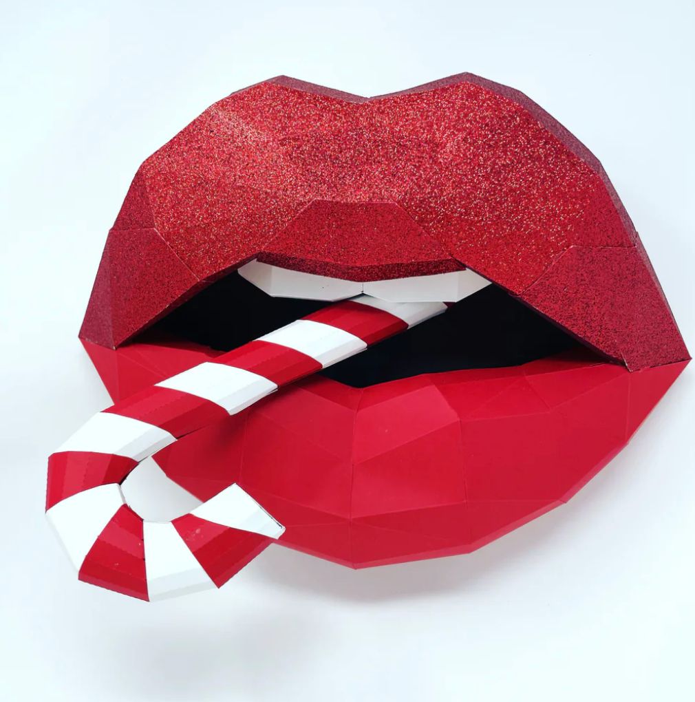 Pucker Up Paper Lips Red +White 10" paper lips, 10"